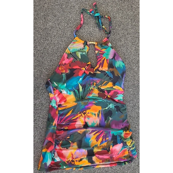 Ralph Lauren JUNGLE PARADISE High-Neck Halter Tankini Swim Top, US 6 NWT - Picture 4 of 5
